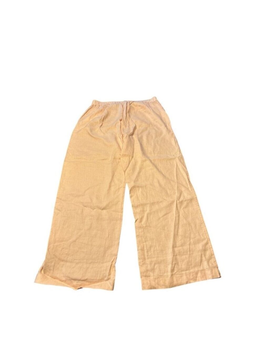 Women's Peach Linen Tie Front Wide Leg Pants Pockets - Picture 3 of 3